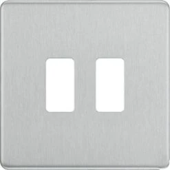 BG Screwless Flat Plate Brushed Steel Grid Plate RFBS2