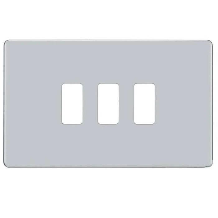 BG Screwless Flat Plate Polished Chrome Grid Plate RFPC3 3 BG Screwless Flat Plate Polished Chrome Grid Plate RFPC3