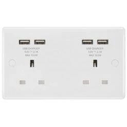 BG White Moulded 13A Double USB Socket 824U44