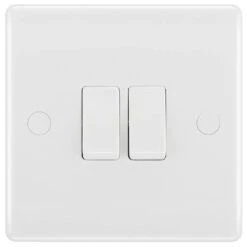 BG White Moulded 2G 2W Light Switch 842
