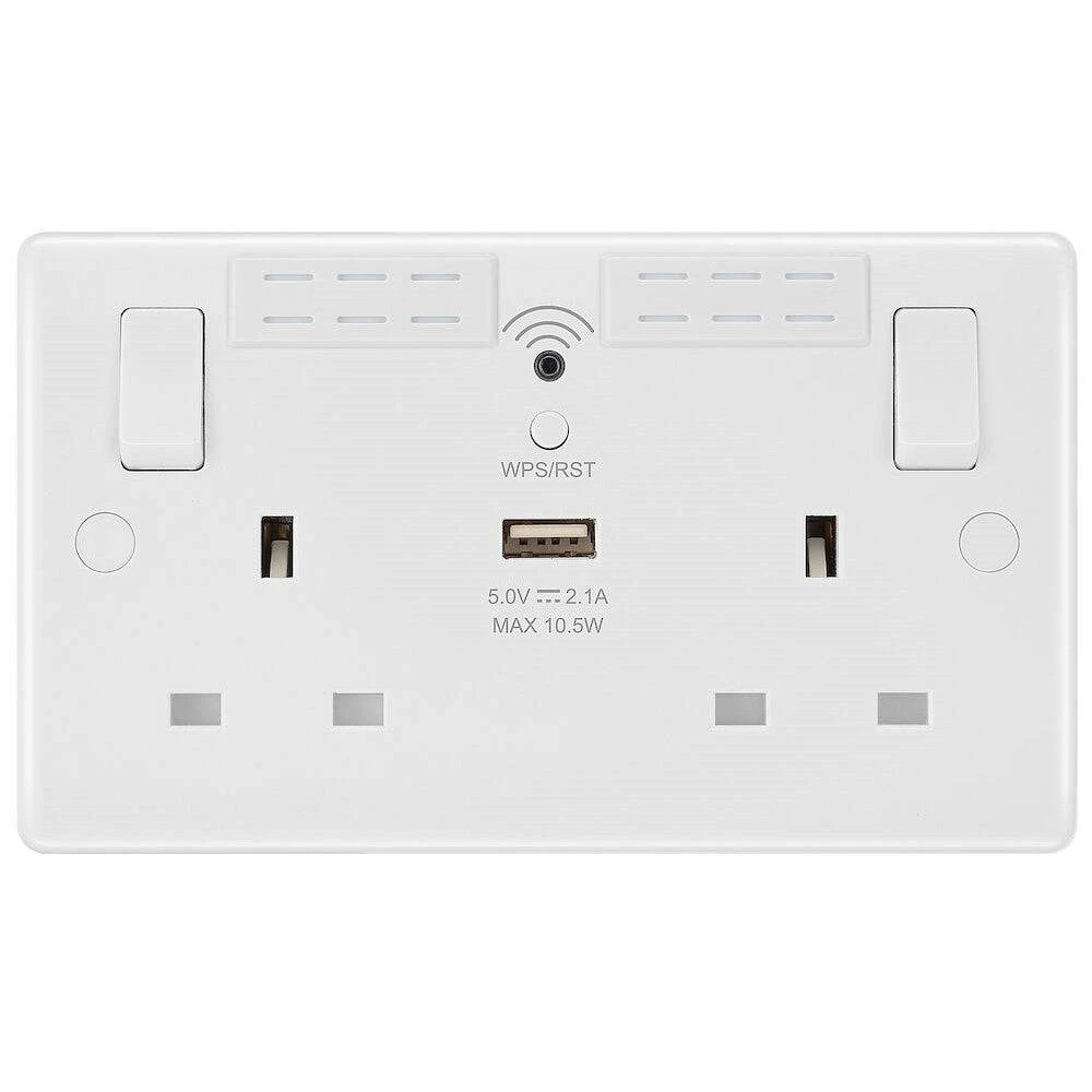 BG White Moulded Wi-Fi Extender USB Socket 822UWR 3 BG White Moulded Wi-Fi Extender USB Socket 822UWR