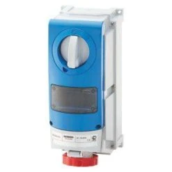 Gewiss Vertical Interlocked Socket + RCD Facility IP67 63A 3P & E 415V GW66873